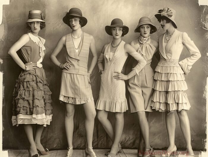 1920s fashion trends for women flapper dress style,Vintage flapper girl with pearl necklace and headband,Drop waist dress 1920s fashion for women,Cloche hat and bob haircut 1920s outfit,Sequined evening dress 1920s vintage glamour, girly times